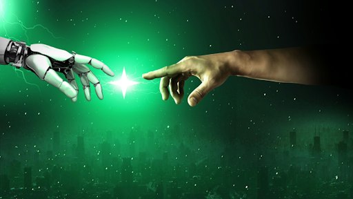 Eine Roboterhand und eine menschliche Hand sind kurz davor sich
an den Zeigefingern zu berühren. Honorarfreie Verwendung nur im
Zusammenhang mit genannter Sendung und bei folgender Nennung "Bild:
Sendeanstalt/Copyright". Andere Verwendungen nur nach vorheriger
Absprache: ARTE-Bildredaktion, Silke Wölk Tel.: +33 3 90 14 22 25,
E-Mail: bildredaktion@arte.tv // Die Verwendung dieses Bildes für
redaktionelle Zwecke ist unter Beachtung aller mitgeteilten
Nutzungsbedingungen zulässig und dann auch honorarfrei.
Veröffentlichung ausschließlich mit Bildrechte-Hinweis.