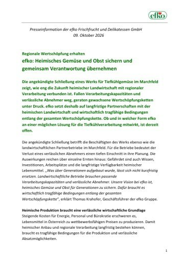 Vorschau Bild von efko: Heimisches Gemüse und Obst sichern und gemeinsam Verantwortung übernehmen