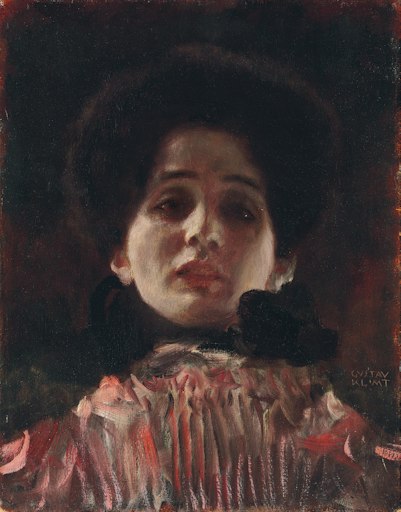 Gustav Klimt (1862-1918), „Dame en face mit plissierter Bluse“,
um 1898, Öl auf Karton, montiert auf Karton, 43,2 x 33,8 cm, Klimt
Foundation, Wien