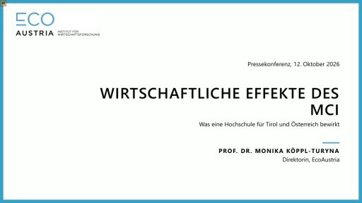 Vorschau Bild von Präsentation zur EcoAsutria-Studie:MCI stärkt Tiroler Wirtschaft mit bis zu 120 Millionen Euro pro Jahr