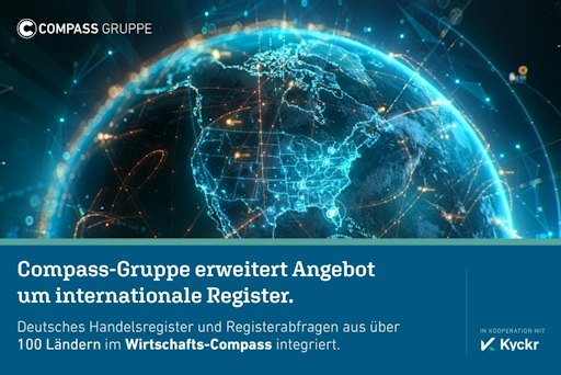 Der Wirtschafts-Compass erweitert sein Informationsangebot um das
deutsche Handelsregister und internationale Registerdaten aus über
100 weiteren Ländern. Unternehmen können damit grenzüberschreitende
Firmenrecherchen und Überprüfungen zentral über eine Plattform
durchführen.