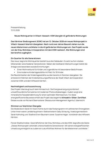 Vorschau Bild von Pressemitteilung: Übergabe in Vassach