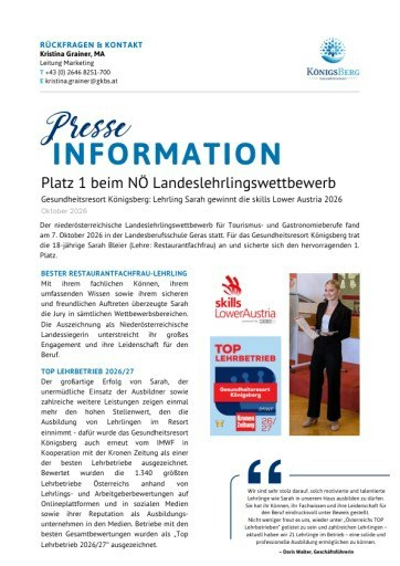 Vorschau Bild von Pressemitteilung skills Lower Austria & TOP Lehrbetrieb