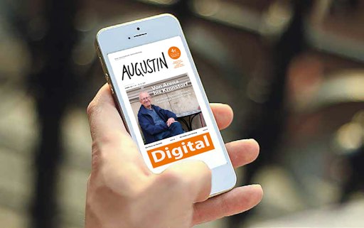 Online-Ausgabe des Augustin am Smartphone zu lesen