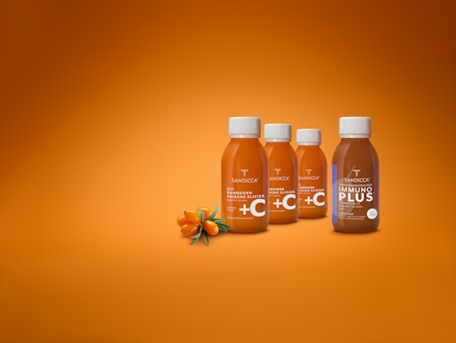 Vorschau Bild von Sanddornfrischeelixiere von SANDICCA als natürlicher
Vitamin-Booster, kaltgerührt, niemals erhitzt - aus den SANDICCA
Sanddorngärten.