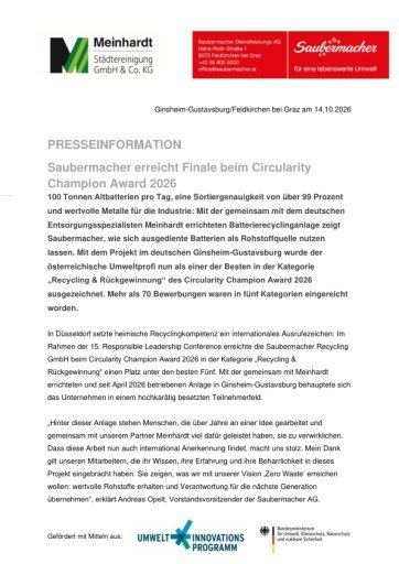 Vorschau Bild von Presseaussendung als PDF