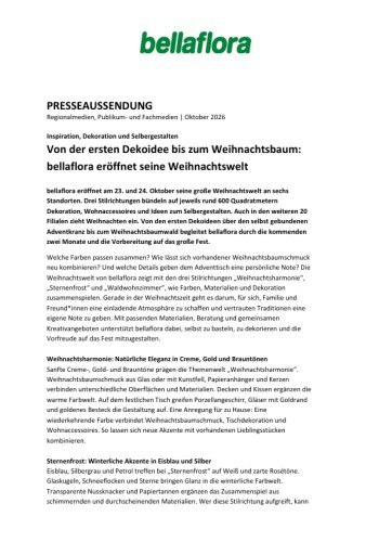 Vorschau Bild von Von der ersten Dekoidee bis zum Weihnachtsbaum: bellaflora eröffnet seine Weihnachtswelt