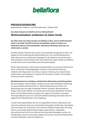 Vorschau Bild von Das urbane Konzept von bellaflora wird zur Weihnachtswelt: Weihnachtsideen entdecken im Salon Verde