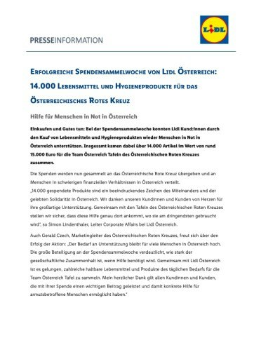 Vorschau Bild von Pressemitteilung Spendesammelwoche - PDF