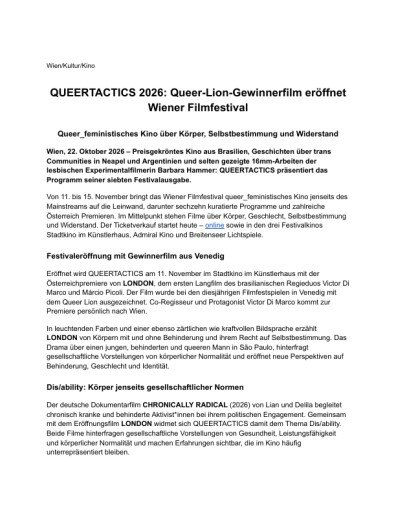 Vorschau Bild von Presseaussendung Programm