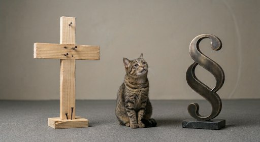 Symbolbild einer leidenden Katze, die von der Justiz keine Hilfe
zu erwarten hat. KI-generiert.