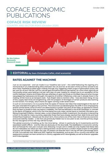 Vorschau Bild von Studie zu OTS - Coface Risk Review Oktober 2026: Geopolitische Krisen treiben Preise und Zinsen